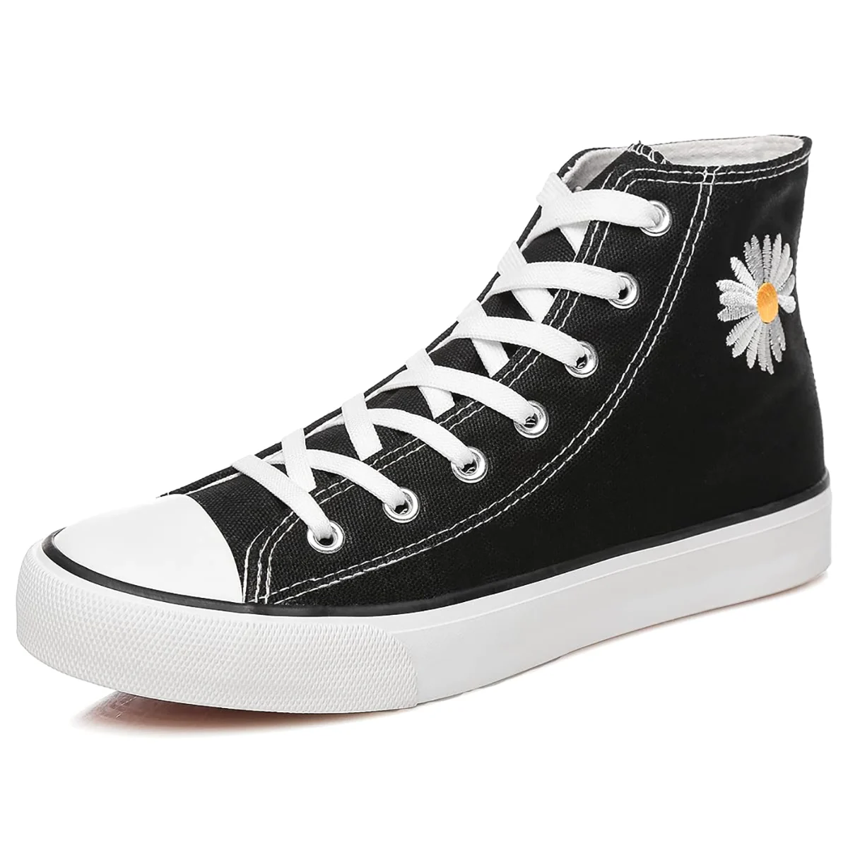 ZGR Classic High Top Canvas Sneaker in Black Daisy