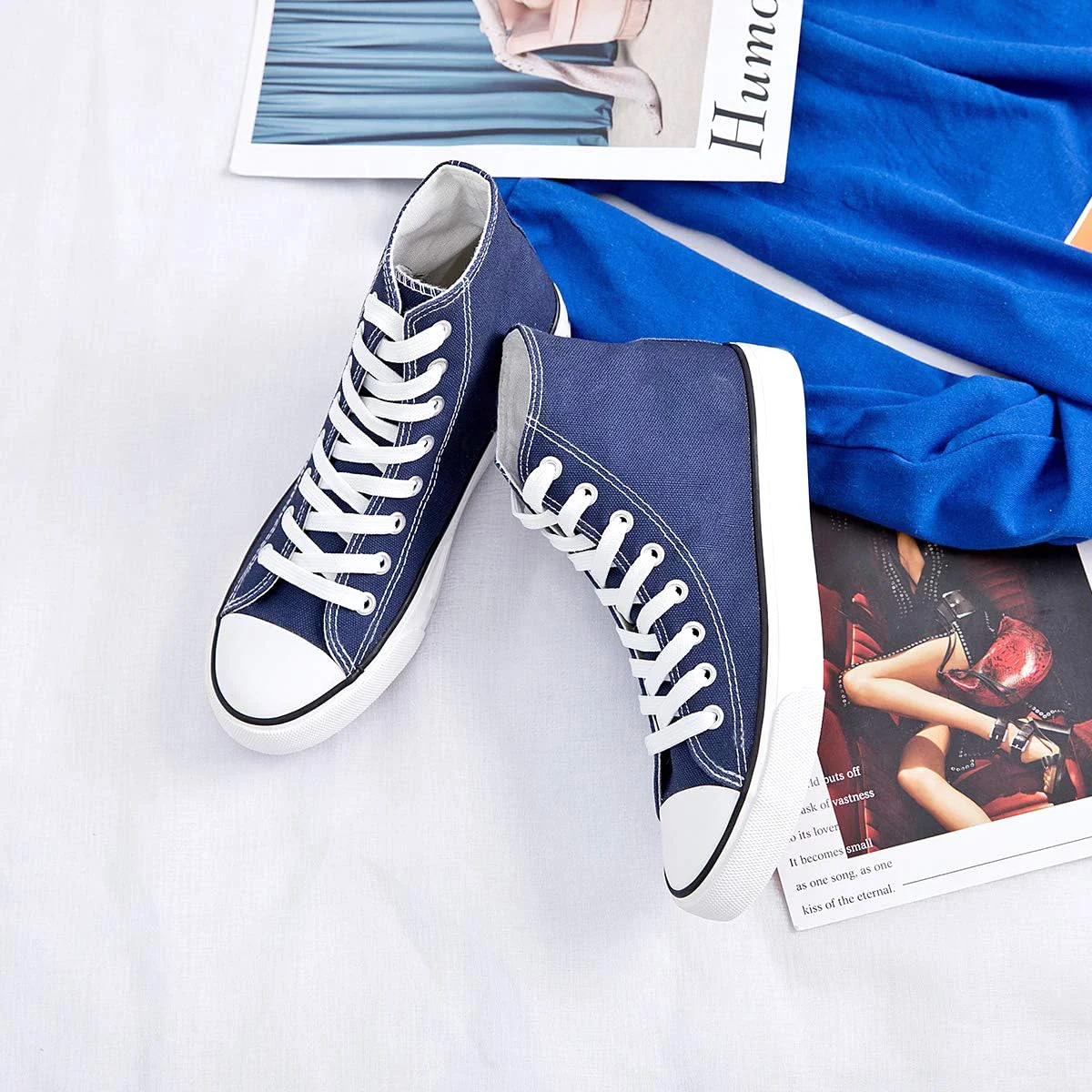 ZGR Classic High Top Canvas Sneaker in Navy, worn