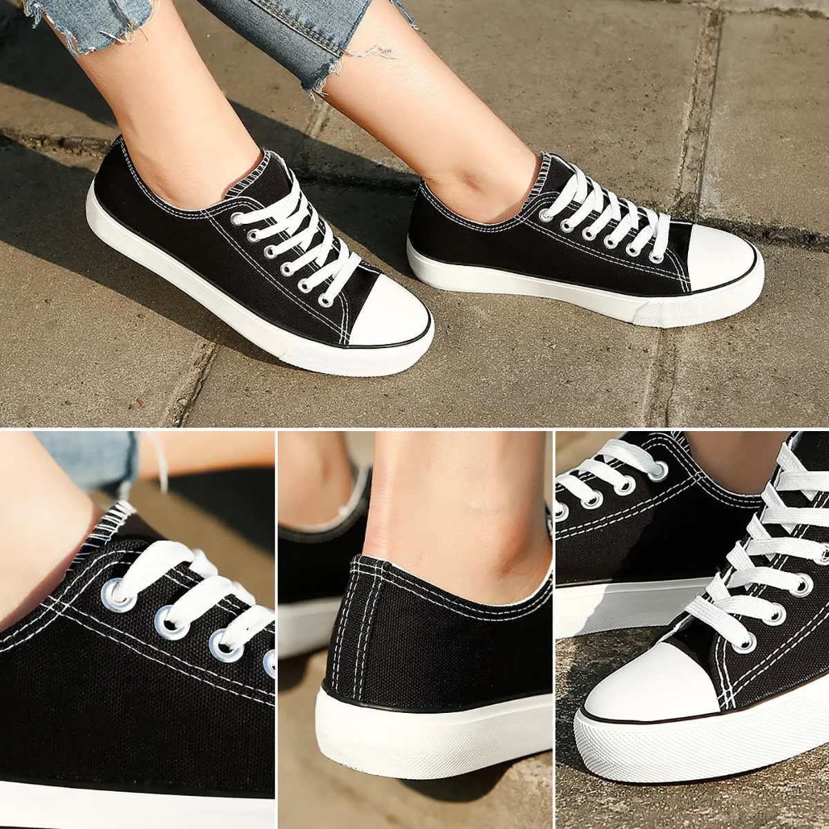 ZGR Classic Low Top Canvas Sneaker in Black