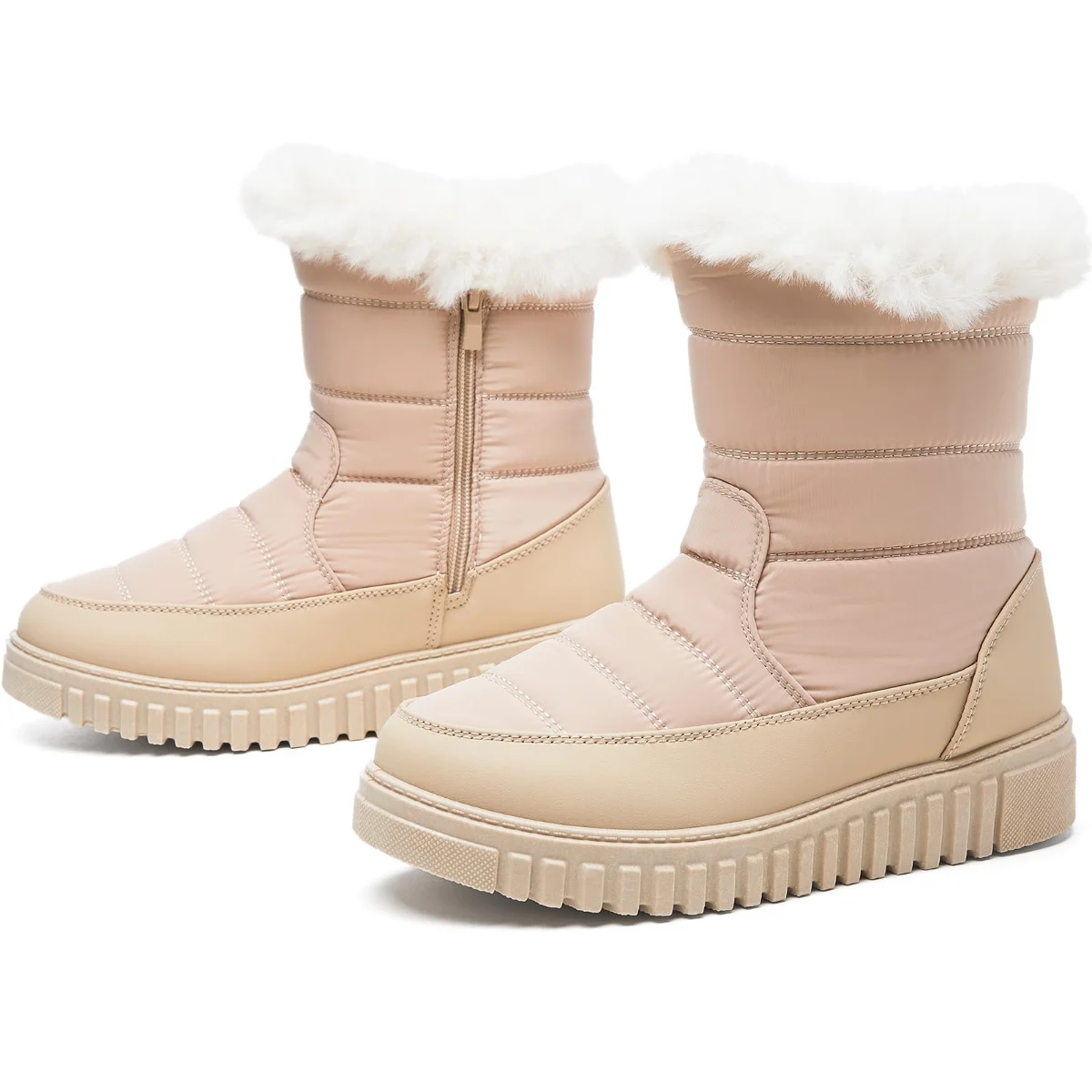 ZGR Mid Calf Winter Snow Boot in Beige