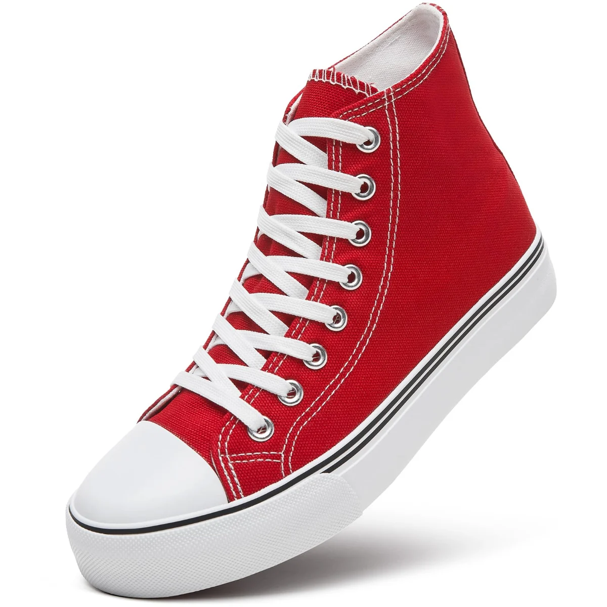 ZGR Padded Toe High Top Canvas Sneaker in Red