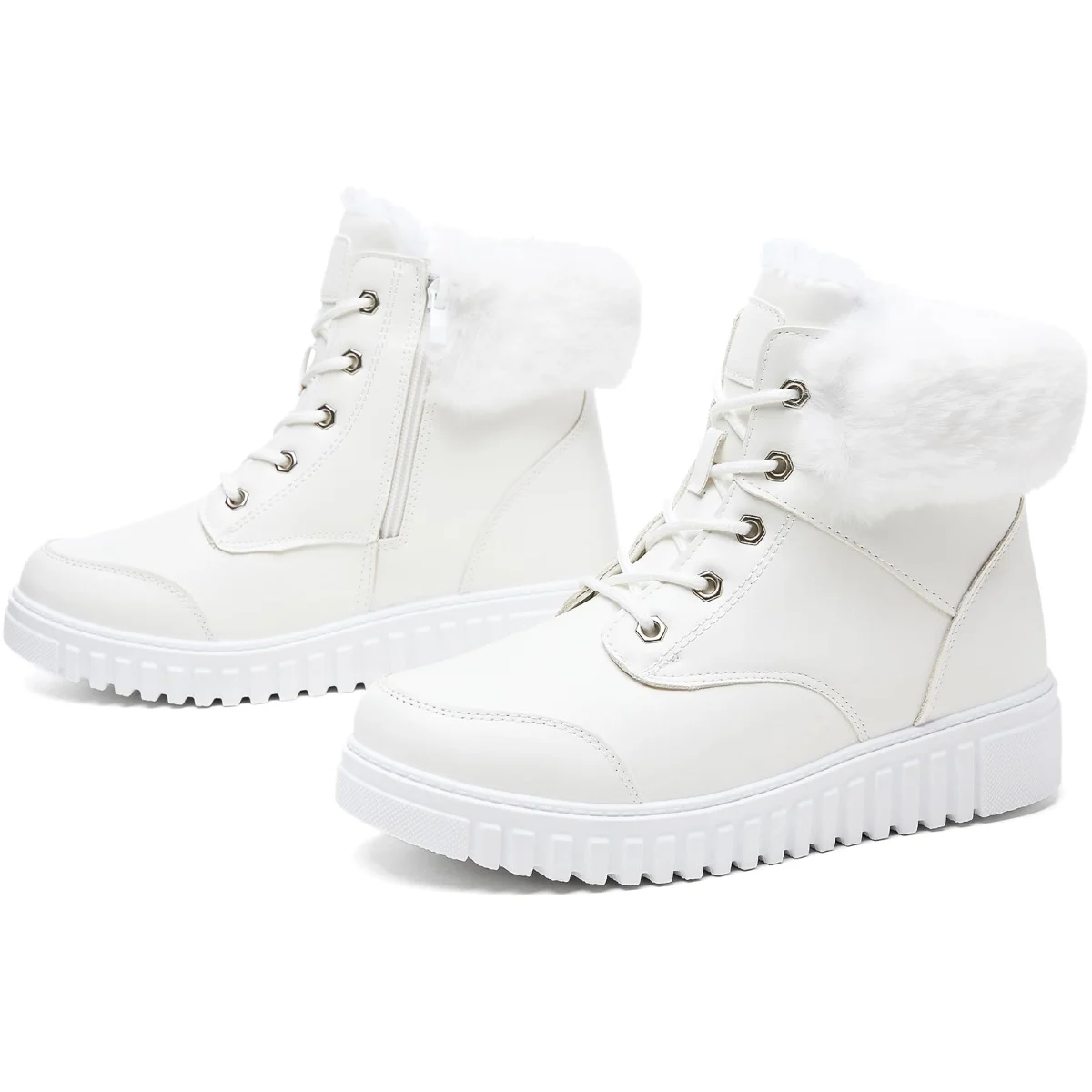 ZGR Side Zip Ankle Snow Boot in White